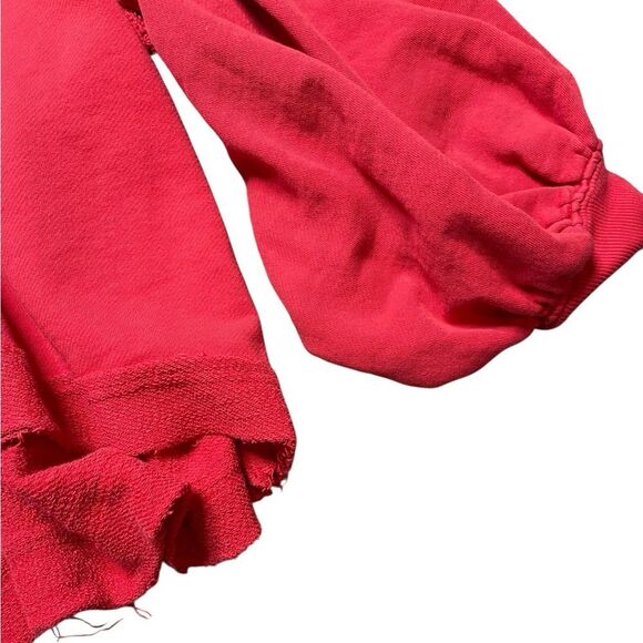 FREE PEOPLE Trish Crew Neck Long Sleeve Sweatshirt Top Red Size Large - Picture 6 of 8